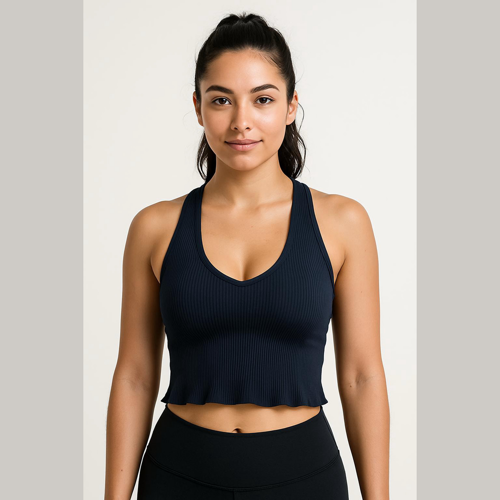 Electric & Rose Black Fitted Crop Tank Top